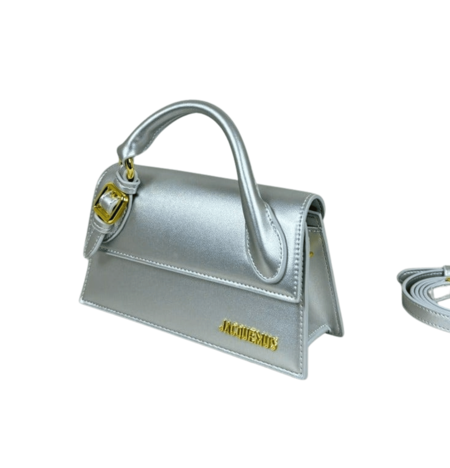 Jacquemus | Le Chiquito Long Tote Bag In A Silver-tone Metallic Leather