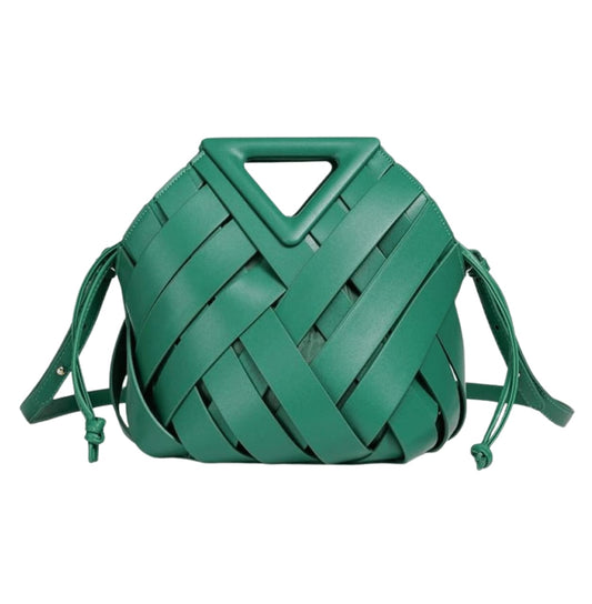 Verano Hill | Green Vegan Leather Woven Bag
