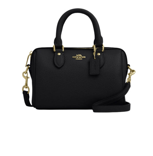 Coach | Rowan Small Satchel In Black Pebble Leather