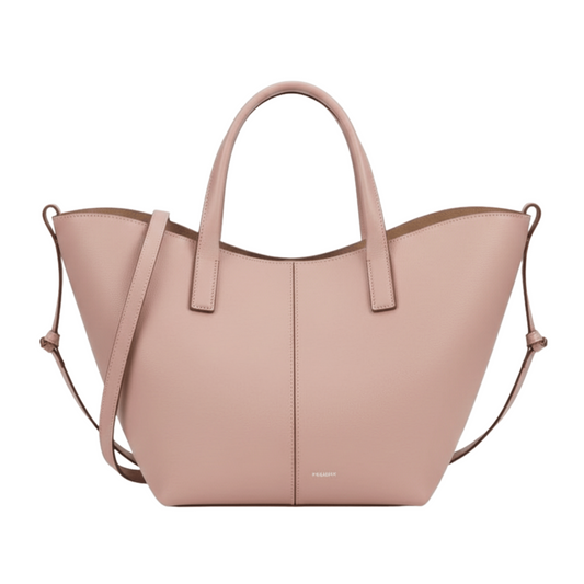 Polène | Cyme Mini Bag In Textured Pink Leather